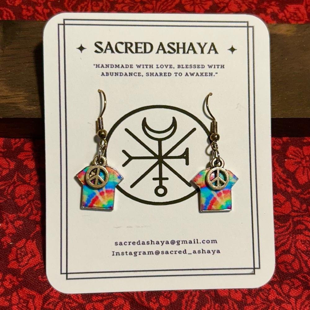 Tie-Dye Peace Sign Earrings